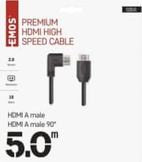 EMOS HDMI 2.0 high speed kabel A vidlice – A vidlice 90° 5 m