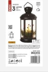 EMOS LED dekorácia – vianočný lampáš so sviečkami čierna, 35,5 cm, 3x C, vnútorné, vintage