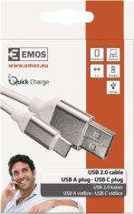 EMOS USB kábel 2.0 A/M - C/M 1m biely