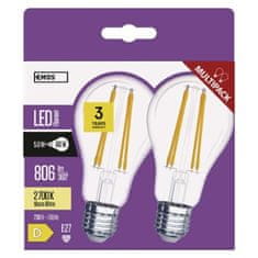 EMOS LED žiarovka Filament A60 / E27 / 5,9 W (60 W) / 806 lm / teplá biela