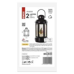 EMOS LED dekorácia – vianočný lampáš so Santom, 20 cm, 3x AAA, vnútorný, teplá biela, časovač