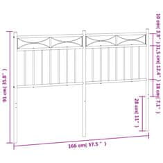 Vidaxl Kovové čelo postele biele 160 cm