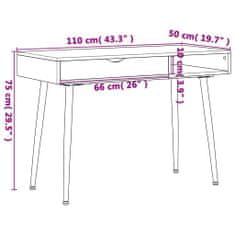Vidaxl Počítačový stôl so zásuvkou hnedý 110x50x75 cm kompozitné drevo