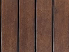 Beliani Záhradná lavica z akáciového dreva s úložným priestorom 120 cm tmavá so sivým vankúšom SOVANA