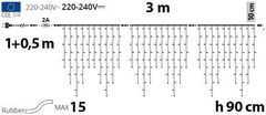 Xmas King XmasKing LED kvapľ 3x0,9m 228 MAXI LED prepojiteľné PROFI 2-pin vonkajšie, studená biela cencúle