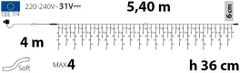 Xmas King XmasKing LED kvapľ 5,4x0,36m 352 LED 31V, prepojiteľné, vonkajšie, studená biela cencúle