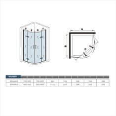H K Štvrťkruhový sprchovací kút MELODY S4 80 s dvojkrídlovými dverami