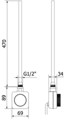 Mexen Ares, elektrické vykurovacie teleso 1200x500 mm + vykurovacia tyč 500 W, čierna, W102-1200-500-6500-70