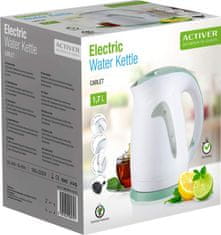 ACTIVER Konvice plastová CARLET 1,7 l, 1850-2200W, otočná o 360st., zelenobílá