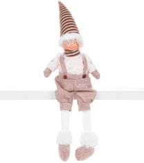 Strend Pro Postavička MagicHome Vianoce, Chlapček s vysokým klobúkom, látkový, hnedo-biely, 17x12x54 cm