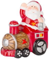 Strend Pro Dekorácia MagicHome Vianoce, Santa s vláčikom, LED, terakota, 10,3x6,3x10,7 cm