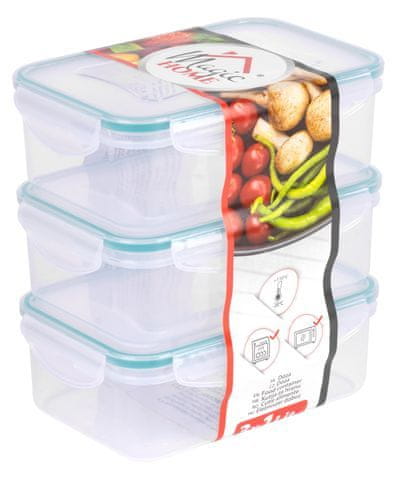 Strend Pro Dóza MagicHome Lunchbox E810x3 1000 ml, obdĺžniková, klip, PP, sada 3 ks, Clip