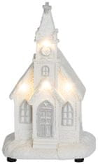 Strend Pro Dekorácia MagicHome Vianoce, Kostol biely, 4 LED teplá biela, 2xAAA, interiér, 10x9x17 cm, .