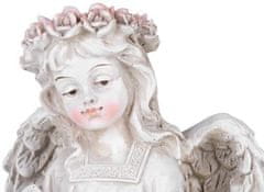 Strend Pro Dekorácia MagicHome, Anjel s knihou a sviečkou, 1xLED, polyresin, na hrob, 17,5x12x17,5 cm