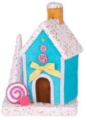 Strend Pro Dekorácia MagicHome Vianoce Candy Line, domček, modrý, 19x27 cm