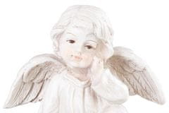 Strend Pro Dekorácia MagicHome, Anjel na knihe, polyresin, na hrob, solárna, 19x8,5x23 cm