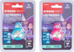 Strend Pro Čelovka Strend Pro Headlight, LED, 15 lm, mini, ružová/modrá, Sellbox 8 ks