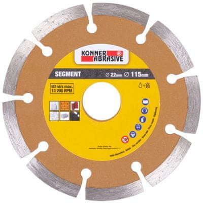 Strend Pro Kotúč KONNER D71003 115 mm, diamantový, segment