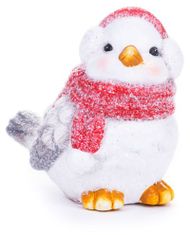 Strend Pro Dekorácia MagicHome Vianoce, Vtáčik samček, bordový šál, terakota, 13,80x9x12,80 cm