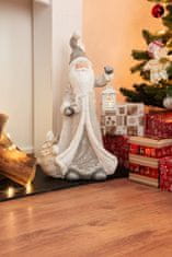 Strend Pro Dekorácia MagicHome Vianoce, Santa s lampášom, 1 LED, 2xAAA, keramika, 34x21x65 cm