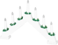 Strend Pro Svietnik MagicHome Vianoce, 7x LED teplá biela, biely, 2xAA, interiér, 39x4,5x29 cm