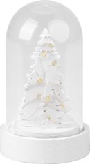 Strend Pro Dekorácia MagicHome Vianoce, biely stromček v kupole, LED, teplá biela, interiér, 5,5x9 cm