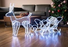 Strend Pro Dekorácia MagicHome Vianoce, Sob so saňami, 312x LED studená biela, 230V, 50 Hz, exteriér, 59x132x30 cm
