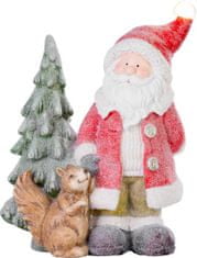 Strend Pro Dekorácia MagicHome Vianoce, Santa s veveričkou a stromčekom, 1 LED, 2xAAA, keramika, 35,50x20x46 cm