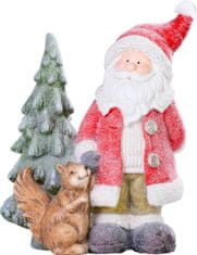 Strend Pro Dekorácia MagicHome Vianoce, Santa s veveričkou a stromčekom, 1 LED, 2xAAA, keramika, 35,50x20x46 cm