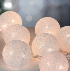 Strend Pro Reťaz MagicHome Cotton Balls White, 10x LED teplá biela, PE/bavlna, 2xAA, jednoduché svietenie, osvetlenie, L-1,35 m