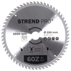 Strend Pro Kotúč Strend Pro TCT 250x3.0x30/20 mm 60T, na drevo, pílový, SK plátky