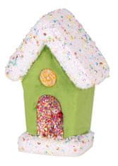 Strend Pro Dekorácia MagicHome Vianoce Candy Line, domček, zelený, závesný, 11x16 cm