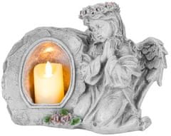 Strend Pro Dekorácia MagicHome, Anjel modliaci so sviečkou, 1xLED, polyresin, na hrob, 28x13x21,5 cm