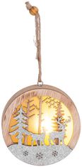 Strend Pro Dekorácia MagicHome Vianoce, Jeleň v guli, LED, závesná, MDF, 8,5x2x8,5 cm