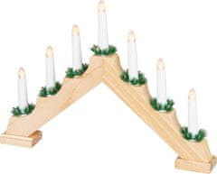 Strend Pro Svietnik MagicHome Vianoce, 7x LED teplá biela, imitácia dreva, 2xAA, interiér, 39x4,5x29 cm