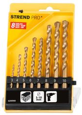 Strend Pro Sada vrtákov Strend Pro FD023, 8 dielna, 3-10 mm, TiN, do muriva