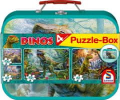 Schmidt Puzzle Dinosaury 4v1 v plechovom kufríku (60,60,100,100 dielikov)