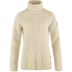 Fjällräven Övik Cable Knit Roller Neck W, smotanová, m