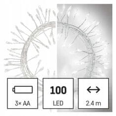 EMOS Vianočné osvetlenie stromčeka studená biela 100 LED IP20 2,4 m