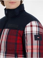 Tommy Hilfiger Červeno-modrá pánska zimná prešívaná bunda Tommy Hilfiger New York Check Puffer Jacket S