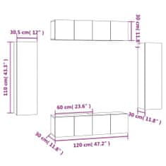 Vidaxl 6-dielna súprava TV skriniek dymový dub spracované drevo