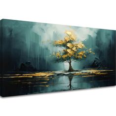 ARTMIE  Moderný nástenný dekor Zlatý odraz v jazere - PREMIUM ART | 50x100 cm