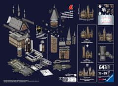 Ravensburger Svietiace 3D puzzle Nočná edícia Harry Potter: Rokfortský hrad - Veľká sieň 643 dielikov