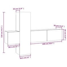 Vidaxl 3-dielna súprava TV skriniek dymový dub spracované drevo