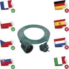 EMOS Prodlužovací kabel 2 m / 1 zásuvka / zelený / PVC / 1 mm2