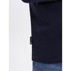 OMBRE Pánske tričko s dlhým rukávom V-NECK bez potlače tmavomodré MDN124081 S