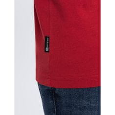 OMBRE Pánske tričko s dlhým rukávom a výstrihom HENLEY červené MDN124088 L