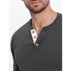 OMBRE Pánske tričko s dlhým rukávom HENLEY graphite MDN124090 S
