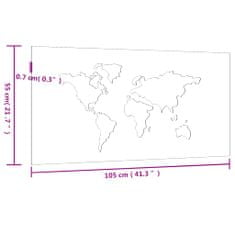 Vidaxl Záhradná dekorácia 105x55 cm, cortenová oceľ, mapa sveta