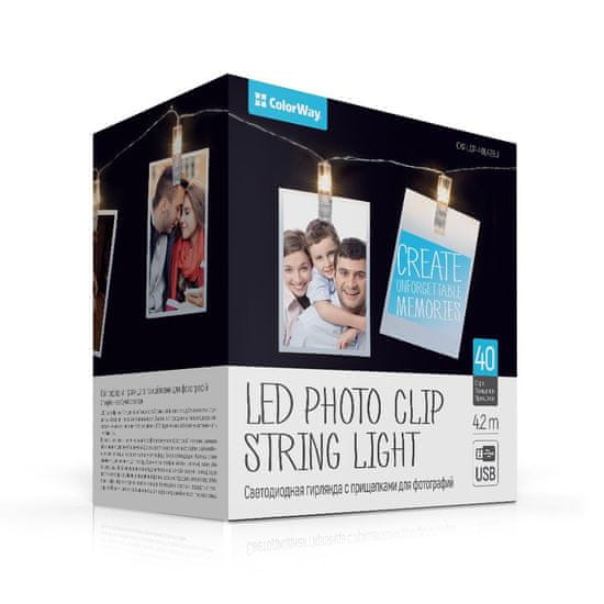 ColorWay LED foto reťaz СolorWay so štipcami, 4.2m, 40led, USB (CW-LCP-40L42BU)